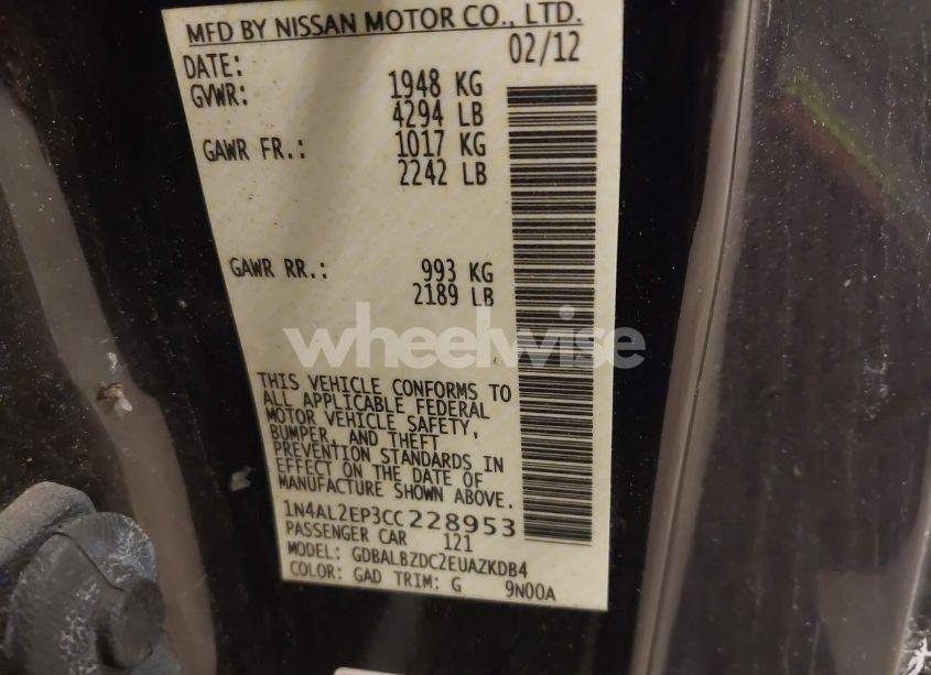 Photo 9 of 2012 Nissan Altima 2.5 S (VIN 1N4AL2EP3CC228953)