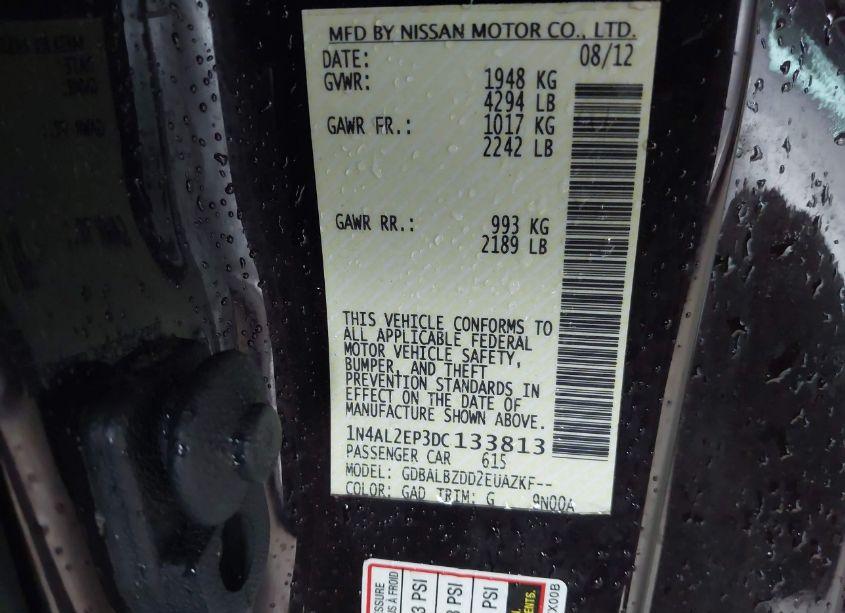 Photo 9 of 2013 Nissan Altima 2.5 S (VIN 1N4AL2EP3DC133813)