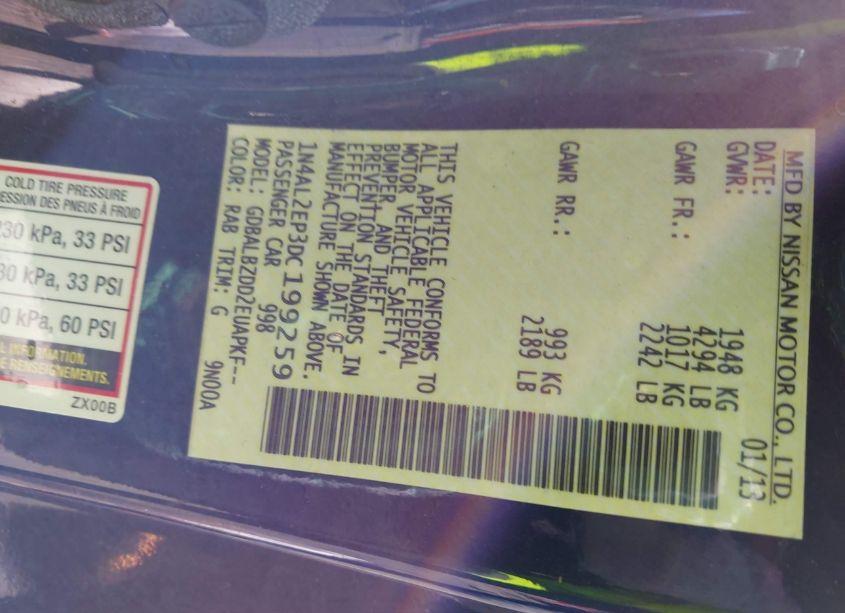 Photo 9 of 2013 Nissan Altima 2.5 S (VIN 1N4AL2EP3DC199259)