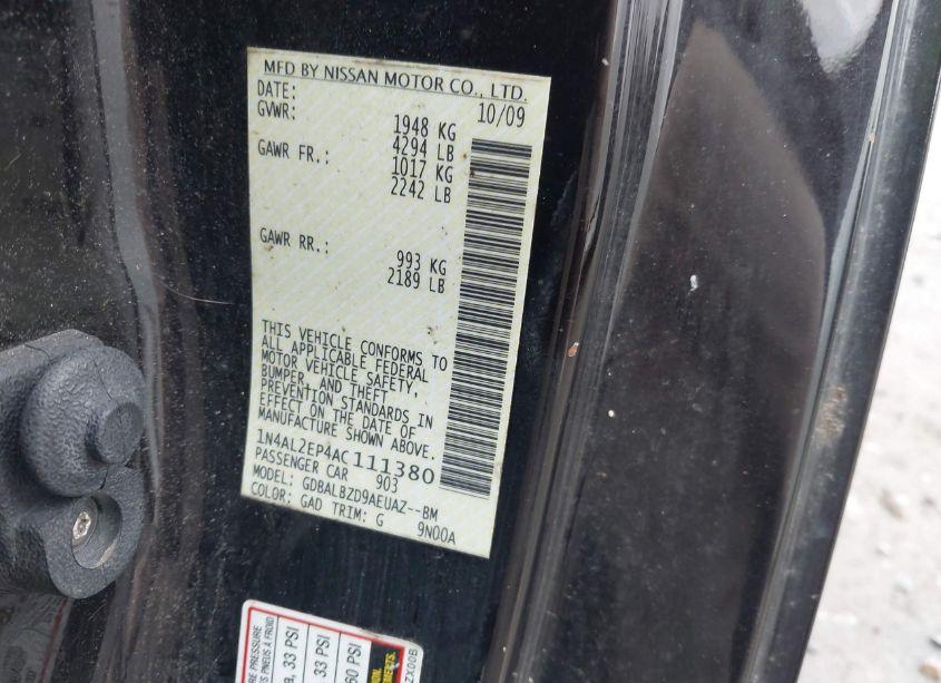 Photo 9 of 2010 Nissan Altima 2.5 S (VIN 1N4AL2EP4AC111380)