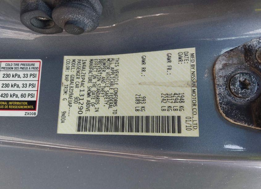 Photo 9 of 2010 Nissan Altima 2.5 S (VIN 1N4AL2EP4AC131290)