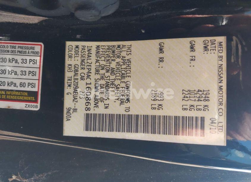 Photo 9 of 2010 Nissan Altima 2.5 S (VIN 1N4AL2EP4AC160868)