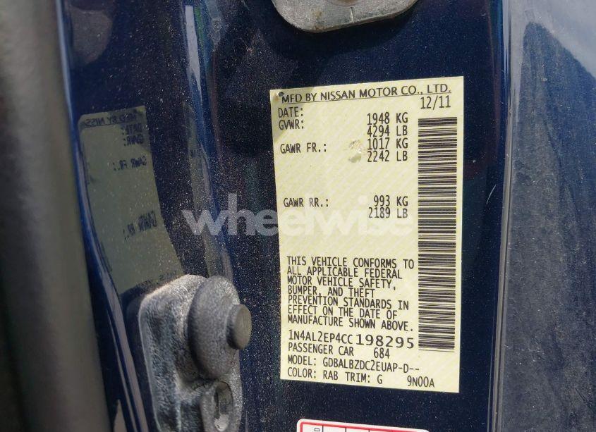 Photo 9 of 2012 Nissan Altima 2.5 S (VIN 1N4AL2EP4CC198295)