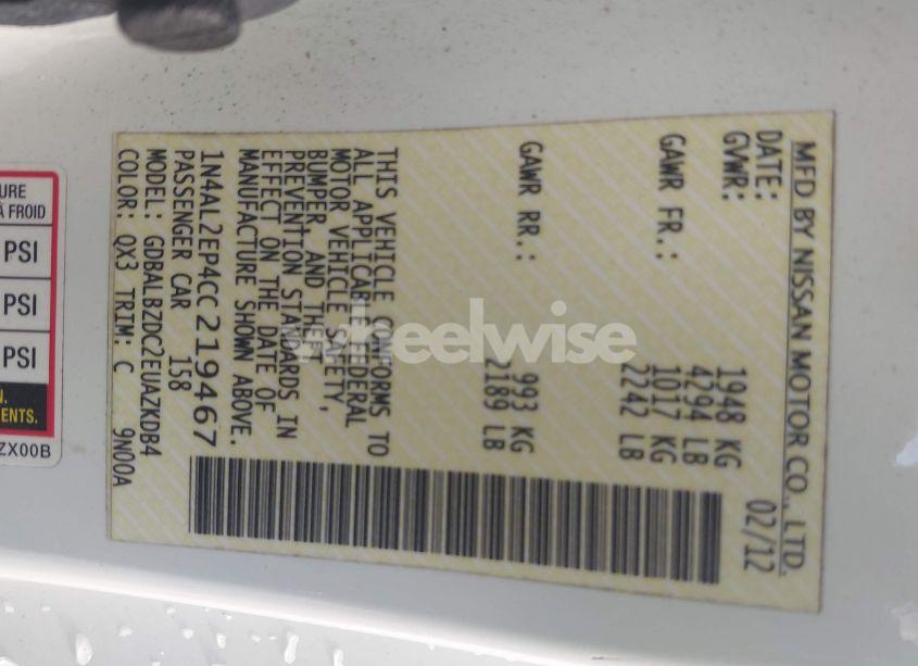 Photo 9 of 2012 Nissan Altima 2.5 S (VIN 1N4AL2EP4CC219467)