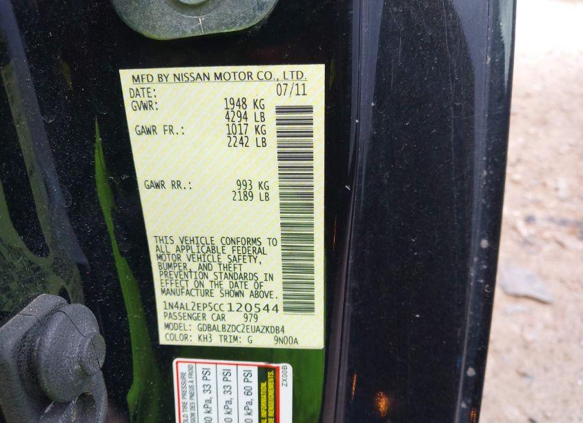 Photo 9 of 2012 Nissan Altima 2.5 S (VIN 1N4AL2EP5CC120544)