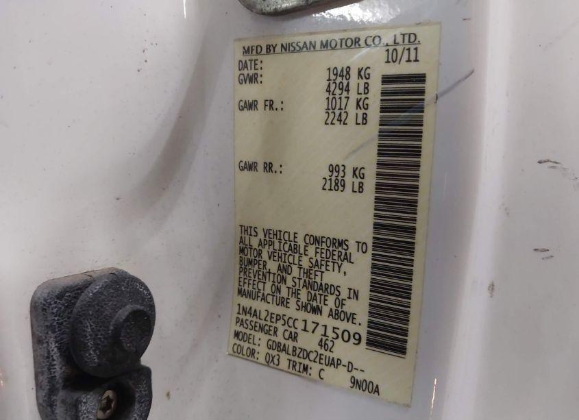 Photo 9 of 2012 Nissan Altima 2.5 S (VIN 1N4AL2EP5CC171509)