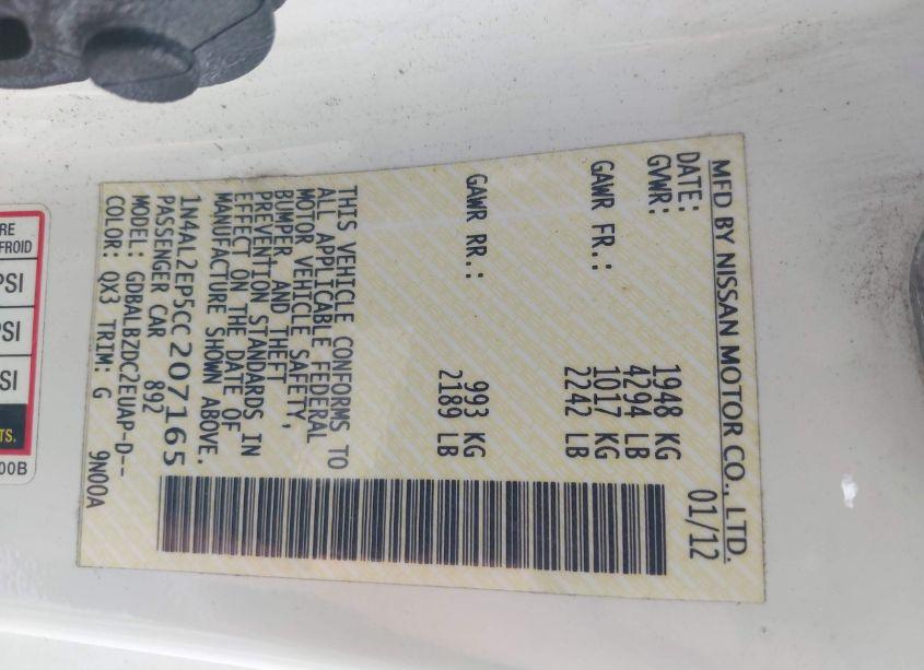 Photo 9 of 2012 Nissan Altima 2.5 S (VIN 1N4AL2EP5CC207165)