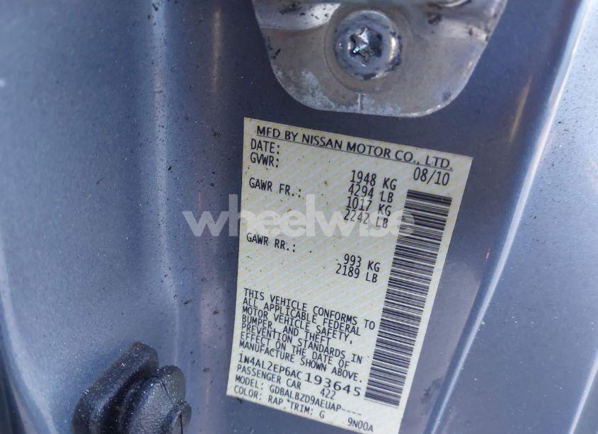 Photo 9 of 2010 Nissan Altima 2.5 S (VIN 1N4AL2EP6AC193645)