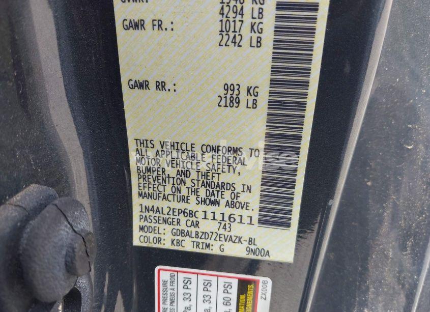 Photo 9 of 2011 Nissan Altima 2.5 S (VIN 1N4AL2EP6BC111611)