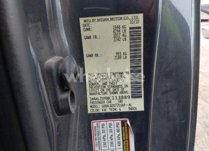 Photo 9 of 2011 Nissan Altima 2.5 S (VIN 1N4AL2EP6BC113889)