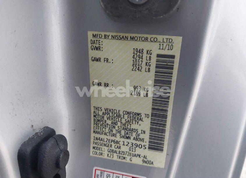 Photo 9 of 2011 Nissan Altima 2.5 S (VIN 1N4AL2EP6BC123905)