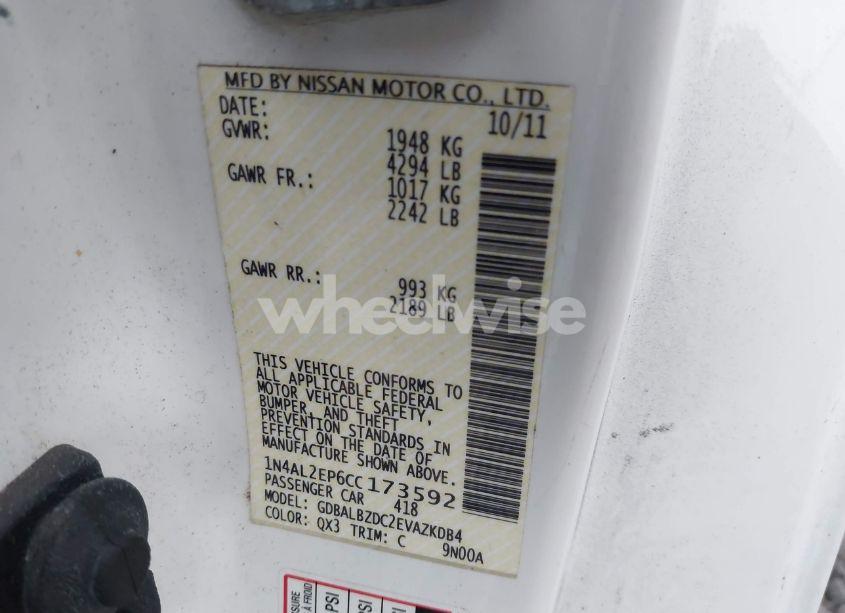 Photo 9 of 2012 Nissan Altima 2.5 S (VIN 1N4AL2EP6CC173592)