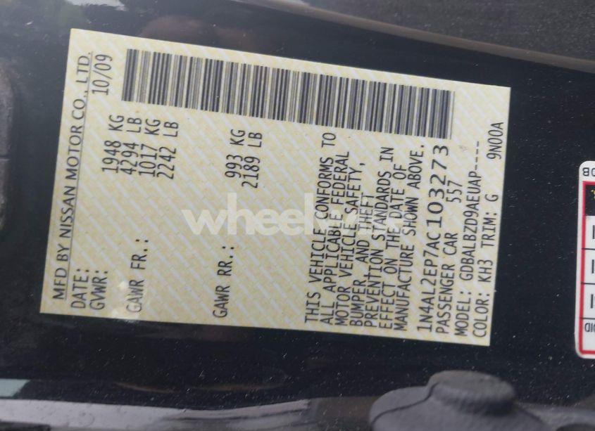 Photo 9 of 2010 Nissan Altima 2.5 S (VIN 1N4AL2EP7AC103273)