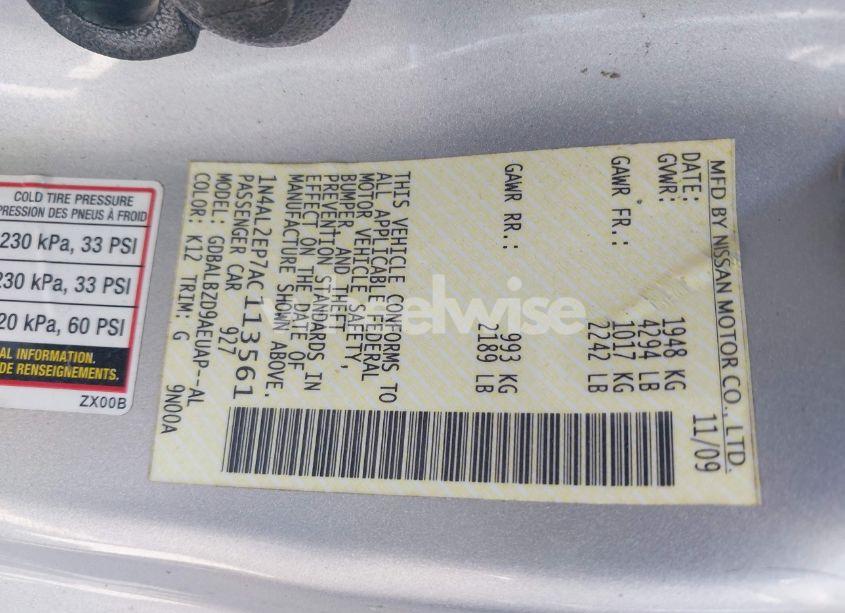 Photo 9 of 2010 Nissan Altima 2.5 S (VIN 1N4AL2EP7AC113561)