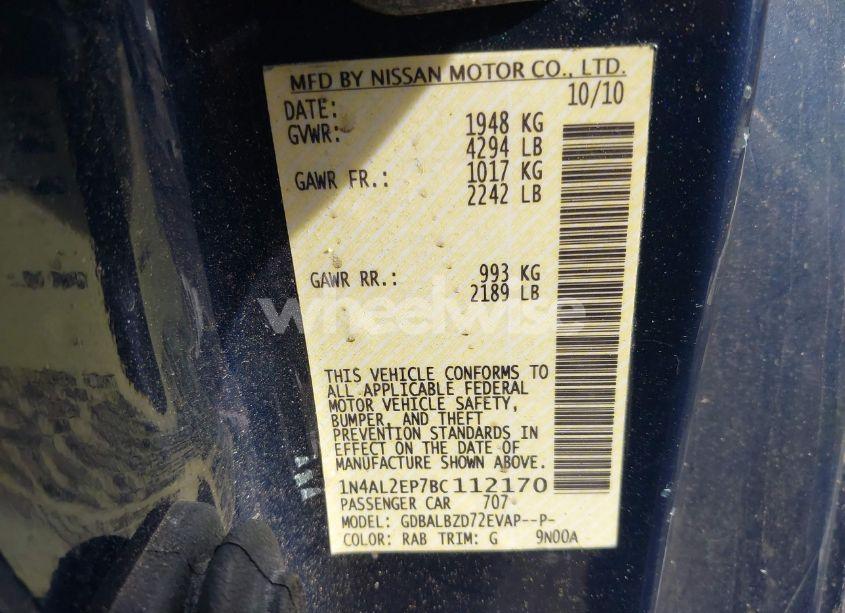 Photo 9 of 2011 Nissan Altima 2.5 S (VIN 1N4AL2EP7BC112170)