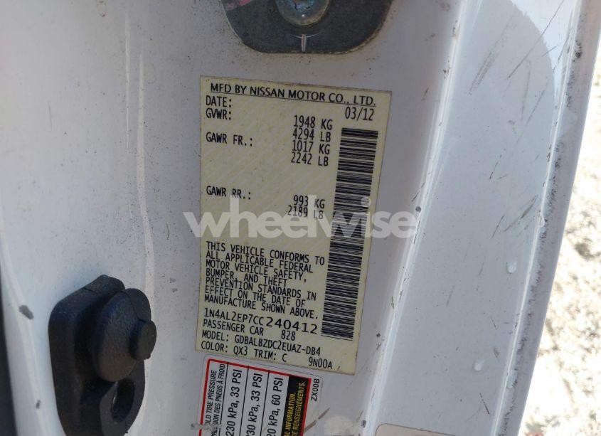 Photo 9 of 2012 Nissan Altima 2.5 S (VIN 1N4AL2EP7CC240412)