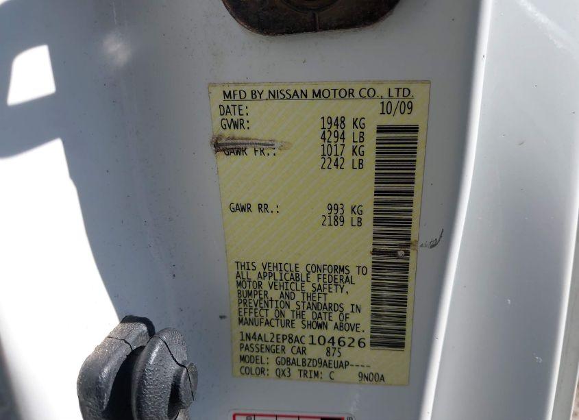 Photo 9 of 2010 Nissan Altima 2.5 S (VIN 1N4AL2EP8AC104626)