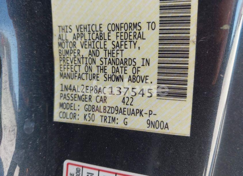 Photo 9 of 2010 Nissan Altima 2.5 S (VIN 1N4AL2EP8AC137545)