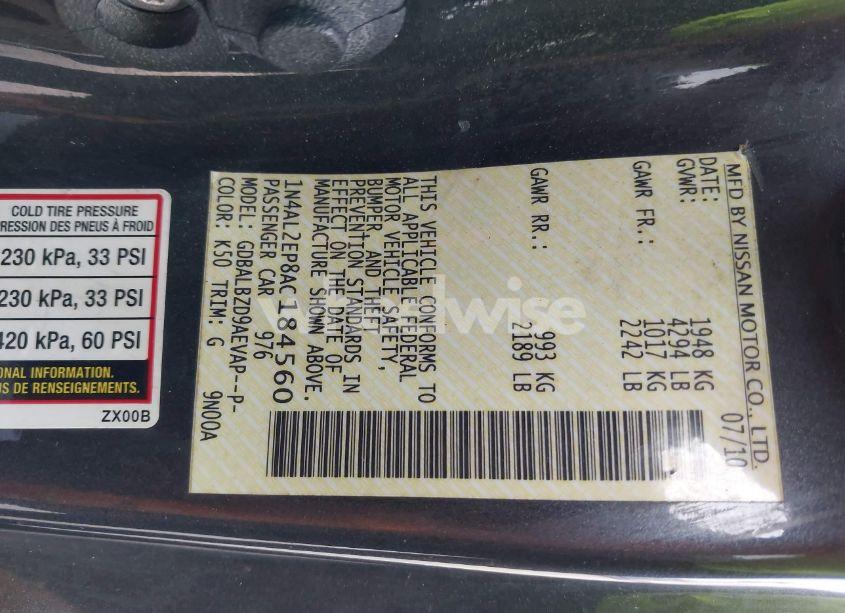 Photo 9 of 2010 Nissan Altima 2.5 S (VIN 1N4AL2EP8AC184560)