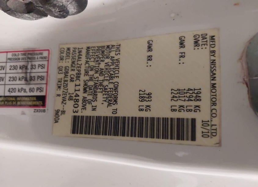 Photo 9 of 2011 Nissan Altima 2.5 S (VIN 1N4AL2EP8BC114803)