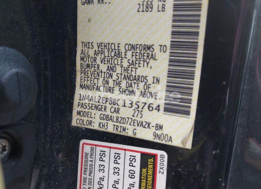 Photo 9 of 2011 Nissan Altima 2.5 S (VIN 1N4AL2EP8BC135764)