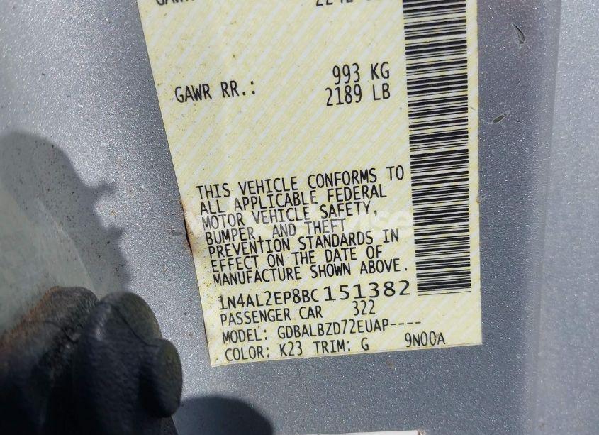 Photo 9 of 2011 Nissan Altima 2.5 S (VIN 1N4AL2EP8BC151382)