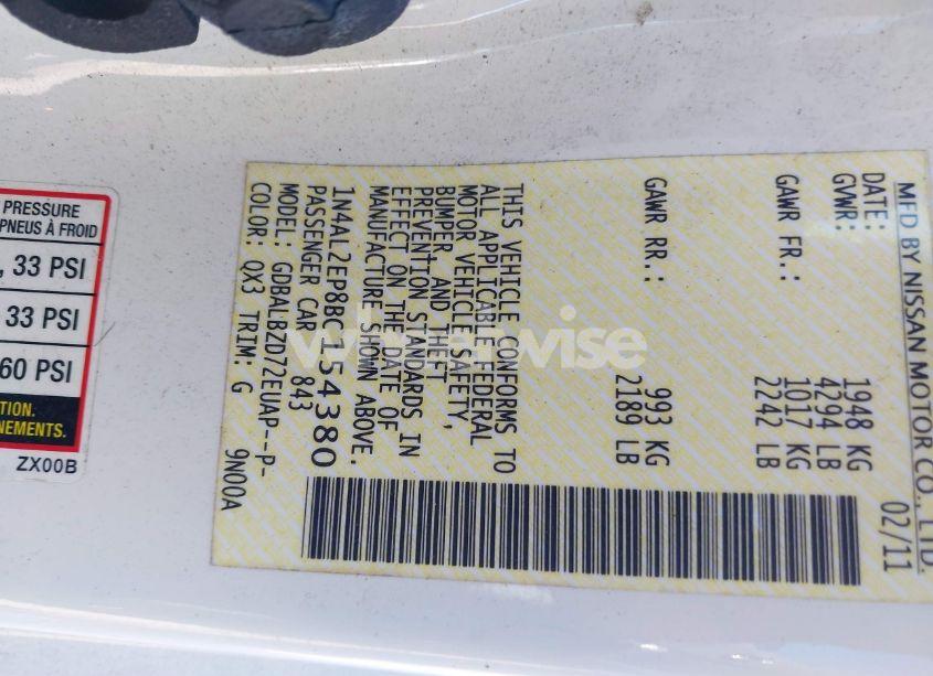 Photo 9 of 2011 Nissan Altima 2.5 S (VIN 1N4AL2EP8BC154380)