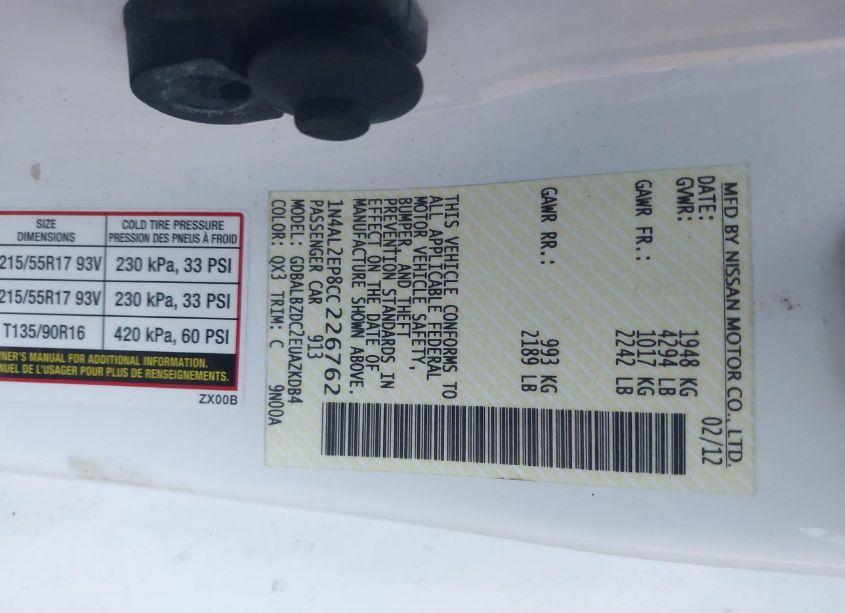 Photo 9 of 2012 Nissan Altima 2.5 S (VIN 1N4AL2EP8CC226762)