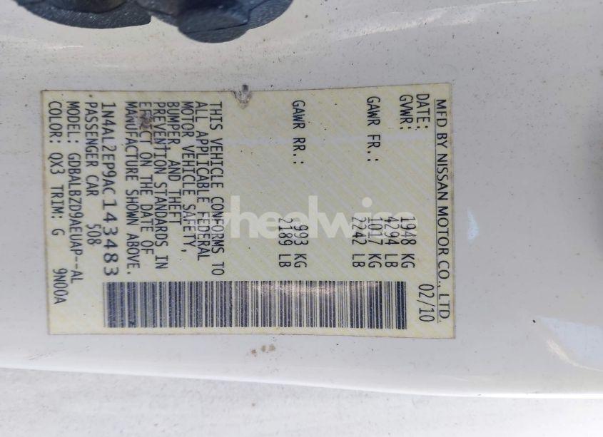 Photo 9 of 2010 Nissan Altima 2.5 S (VIN 1N4AL2EP9AC143483)