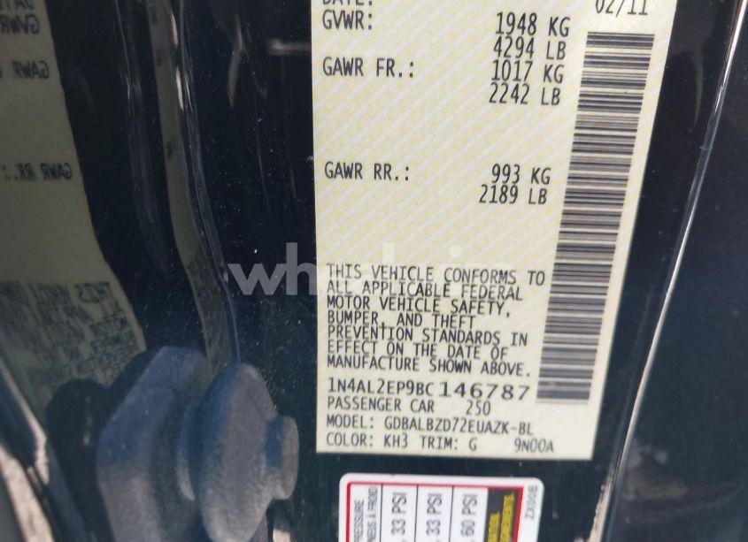 Photo 9 of 2011 Nissan Altima 2.5 S (VIN 1N4AL2EP9BC146787)