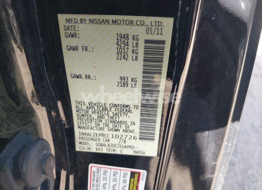 Photo 9 of 2012 Nissan Altima 2.5 S (VIN 1N4AL2EP9CC102726)