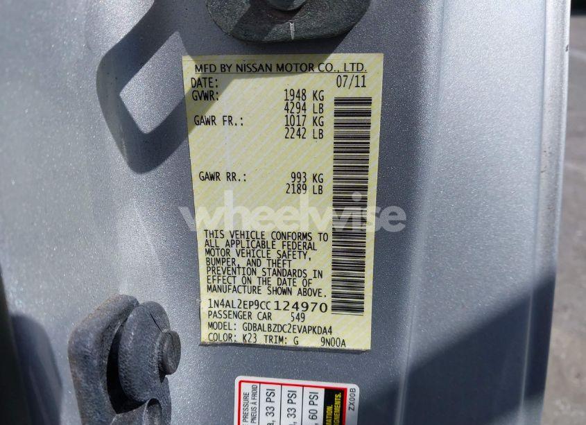 Photo 9 of 2012 Nissan Altima 2.5 S (VIN 1N4AL2EP9CC124970)