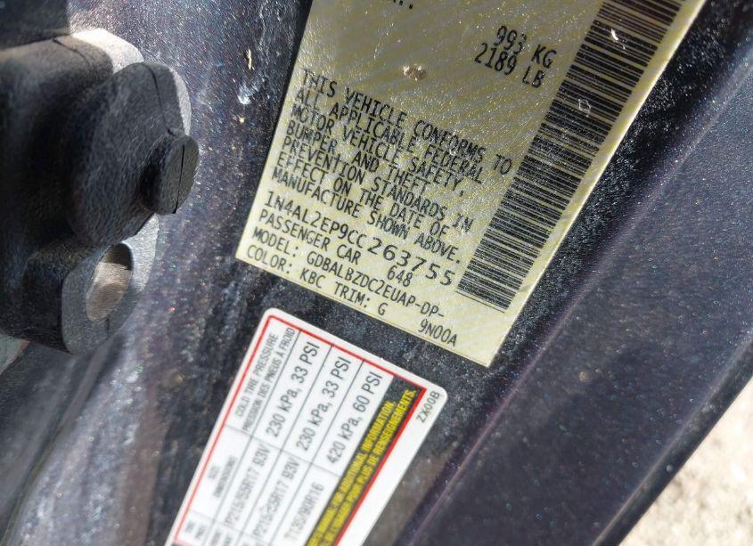 Photo 9 of 2012 Nissan Altima 2.5 S (VIN 1N4AL2EP9CC263755)