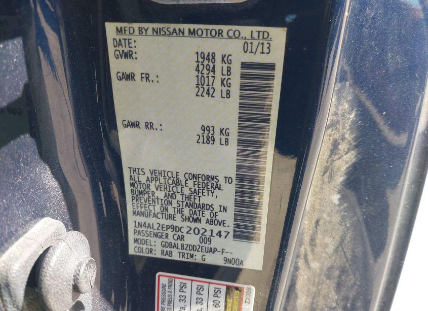 Photo 9 of 2013 Nissan Altima 2.5 S (VIN 1N4AL2EP9DC202147)