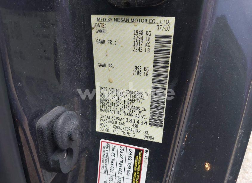 Photo 9 of 2010 Nissan Altima 2.5 S (VIN 1N4AL2EPXAC181434)