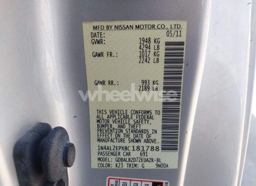 Photo 9 of 2011 Nissan Altima 2.5 S (VIN 1N4AL2EPXBC181788)