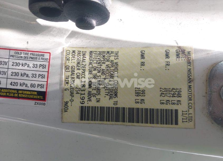 Photo 9 of 2012 Nissan Altima 2.5 S (VIN 1N4AL2EPXCC183199)