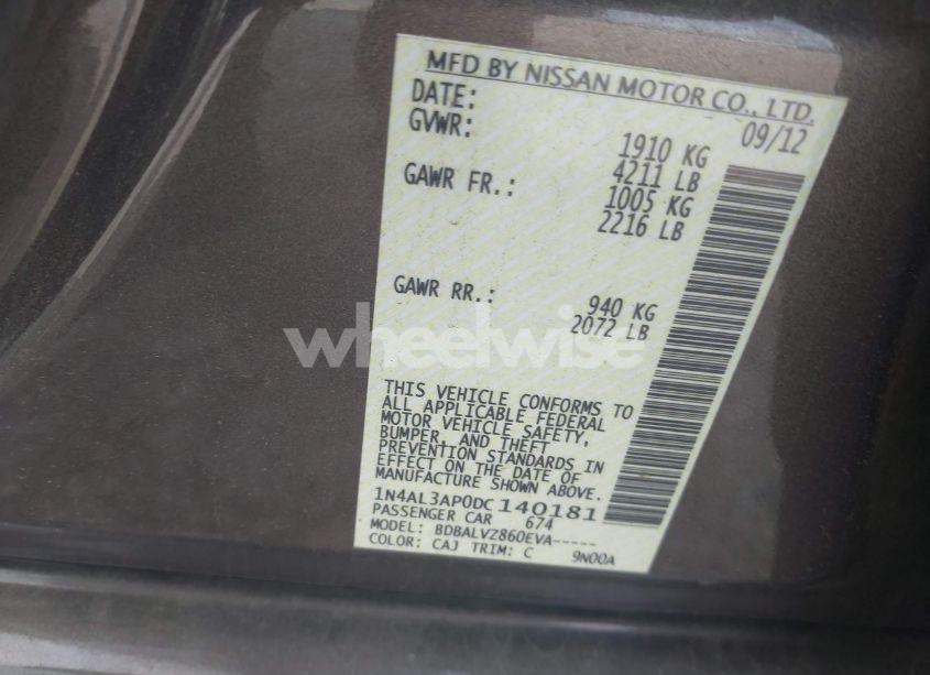 Photo 9 of 2013 Nissan Altima 2.5 SL (VIN 1N4AL3AP0DC140181)