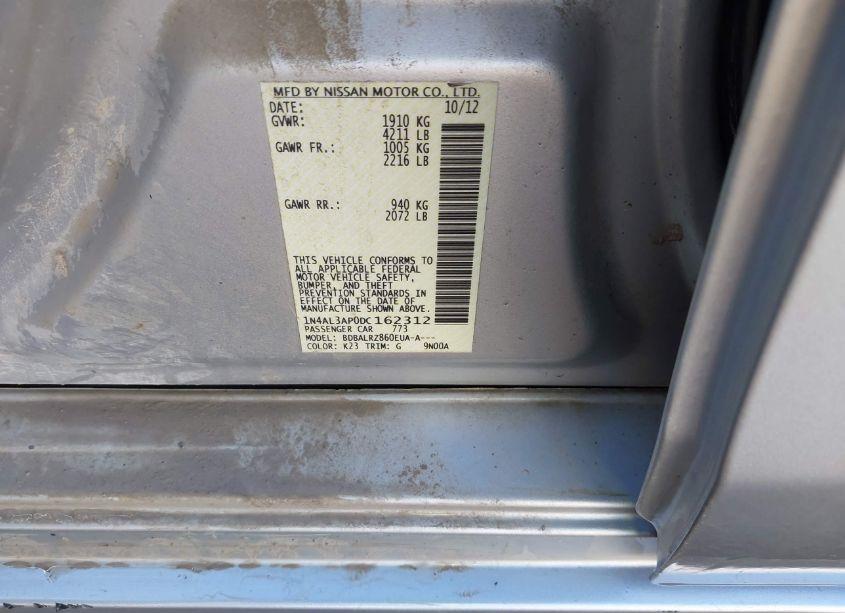 Photo 9 of 2013 Nissan Altima 2.5 S (VIN 1N4AL3AP0DC162312)