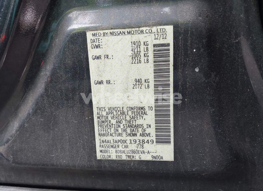 Photo 9 of 2013 Nissan Altima 2.5 SV (VIN 1N4AL3AP0DC193849)