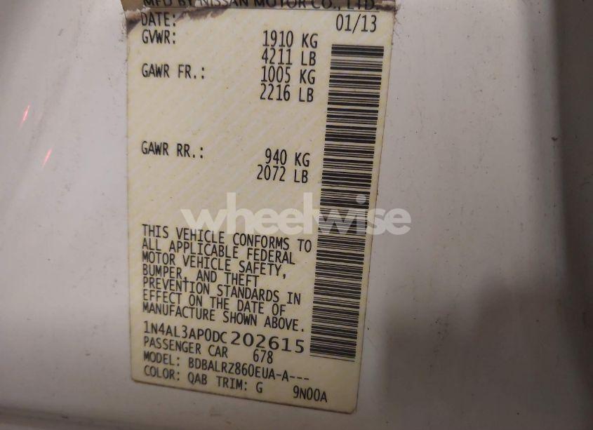 Photo 9 of 2013 Nissan Altima 2.5 S (VIN 1N4AL3AP0DC202615)