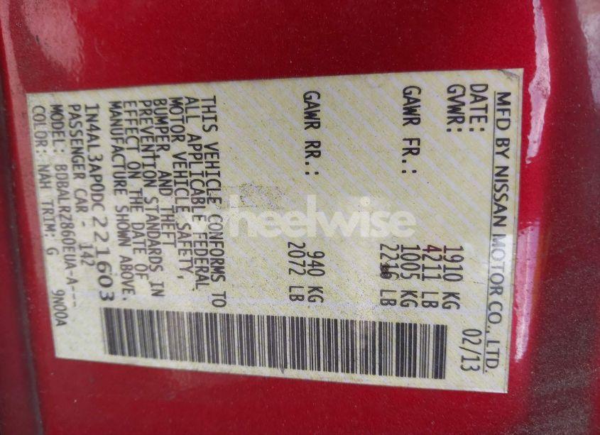 Photo 9 of 2013 Nissan Altima 2.5 S (VIN 1N4AL3AP0DC221603)