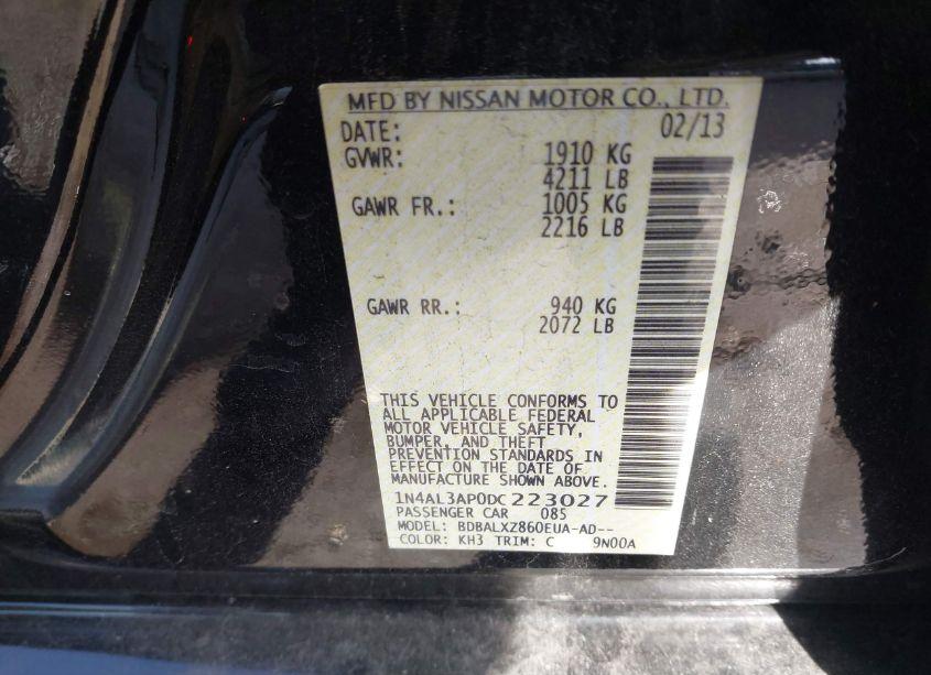 Photo 9 of 2013 Nissan Altima 2.5 SL (VIN 1N4AL3AP0DC223027)