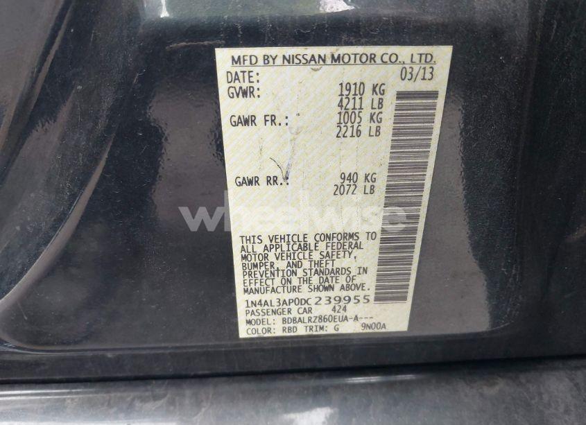 Photo 9 of 2013 Nissan Altima 2.5 S (VIN 1N4AL3AP0DC239955)