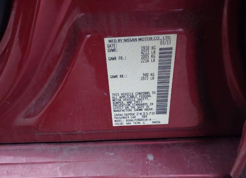 Photo 9 of 2013 Nissan Altima 2.5 (VIN 1N4AL3AP0DC243570)