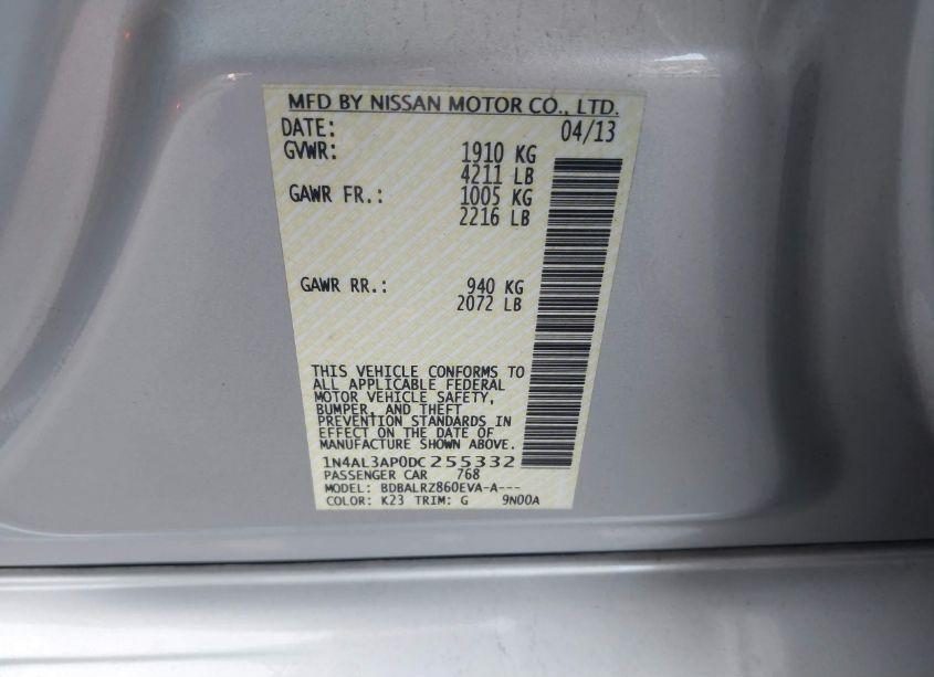 Photo 9 of 2013 Nissan Altima 2.5 S (VIN 1N4AL3AP0DC255332)