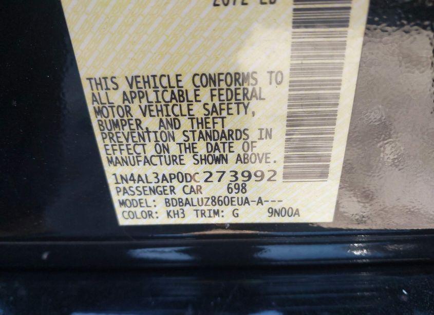 Photo 9 of 2013 Nissan Altima 2.5 SV (VIN 1N4AL3AP0DC273992)