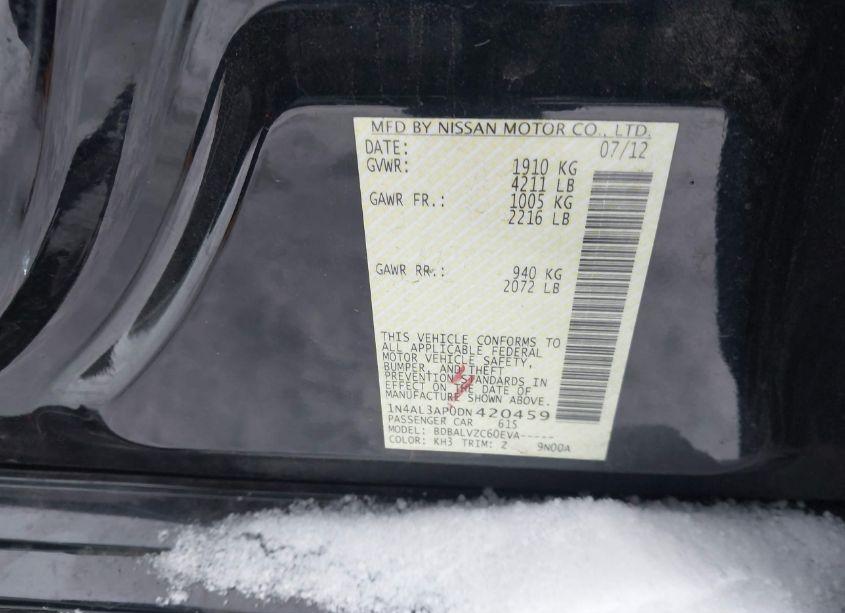 Photo 9 of 2013 Nissan Altima 2.5 SL (VIN 1N4AL3AP0DN420459)