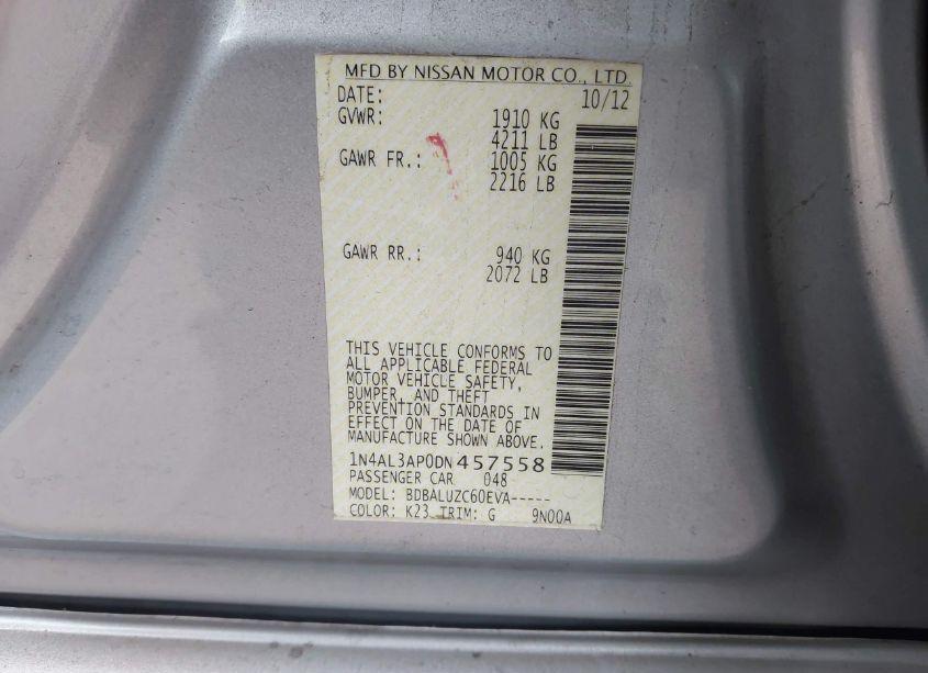 Photo 9 of 2013 Nissan Altima 2.5 SV (VIN 1N4AL3AP0DN457558)