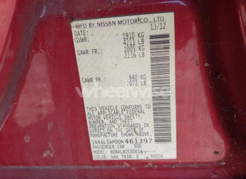 Photo 9 of 2013 Nissan Altima 2.5 S (VIN 1N4AL3AP0DN461397)